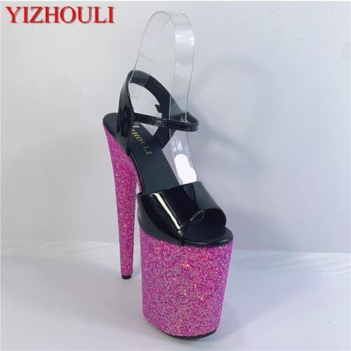 Sexy flashing rose gold waterproof platform, stiletto heels /20cm ultra high heel pole dancing model walking sandals
