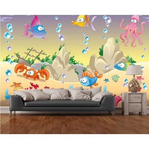 Custom papel DE parede infantil,Sea Creatures,3D cartoon wallpaper for childrens room living room sofa background wallpaper