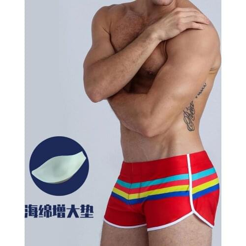 Split Shorts With Cup Swimwear Men Three-dimensional Pocket Men Swimwear Man Sports Boxer Swimwear Short Fashion Man Swimsuits