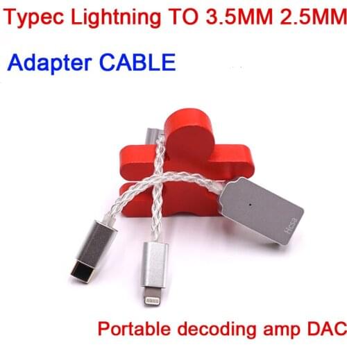Typec lightning TO 3.5MM 2.5MM Balanced portable decoding amp DAC amplifier Headphone audio adapter CABLE FOR Android iPhone