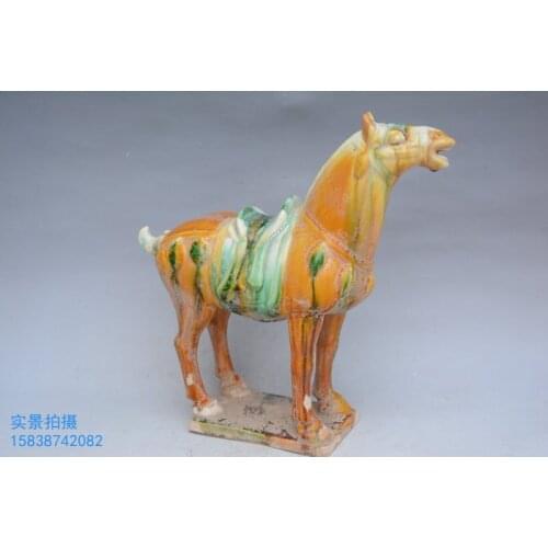 Collectable Tang Dynasty(618--907) Chinese Pottery *Horse Three Color *San Cai*,Orange colour horse