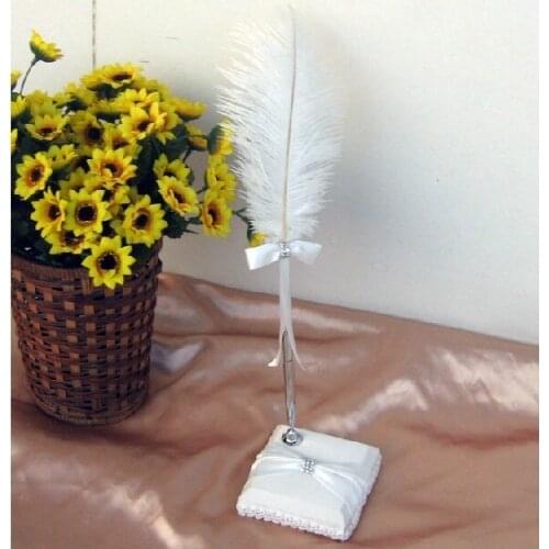 35cm wedding party sign Ballpoint pen birthday gift feather pen with stand ostrich wool roller pen holder
