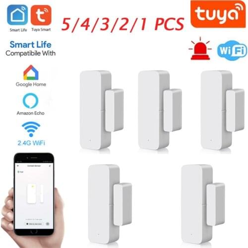 Tuya Smart WiFi Door Sensor Door Open/Closed Detectors Home Alarm Independent Magnetic Sensors for Alexa Google Home Tuya APP