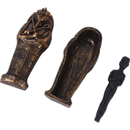 1pcs Resin Ancient Egyptian Coffin Figurine Sculpture Egypt Mummy Statue Small Ornaments Miniature Model Fish Tank Decoration