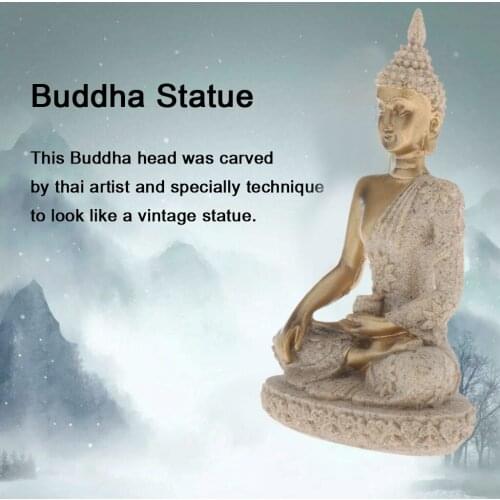 Handicraft Sandstone India Buddha Statue Fengshui Sitting Buddha Sculpture Figurines Vintage Home Decor