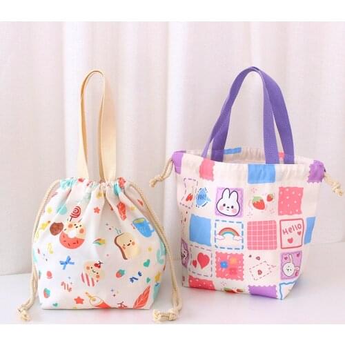 Japanese Style Fashion Insulated Lunch Box Bag Drawstring Storage Mommy Bags Portable Small Bag Newborn Baby Bottle Diaper Bag