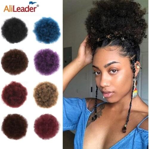 Alileader Super Synthetic Short Afro Puff Hair Bun 8Inch Short Drawstring Pony Tail Clip In Hair Extension Kinky Puff Hair Buns