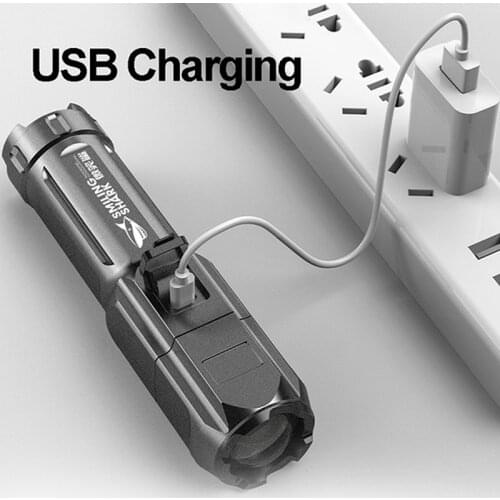 T6 LED Flashlight Waterproof Tactical Torch USB Rechargeable Zoomable Super Bright Lantern For Camping Hiking Fishing