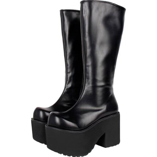 Angelic imprint mori girl Women punk motorcycle boots lady lolita COS Boots woman high trifle heels pumps platform shoes 10cm