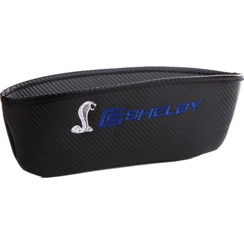 Embroidery for Shelby cobra emblem Car carbon fiber style seat crevice storage bag for Ford focus 2 3 fiesta Mustang accessories