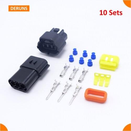High Quality Free Shipping 10Sets Kits Amp 3pin/way New Amp Auto Waterpfoof Electric Car Sealed wire Connector Plug