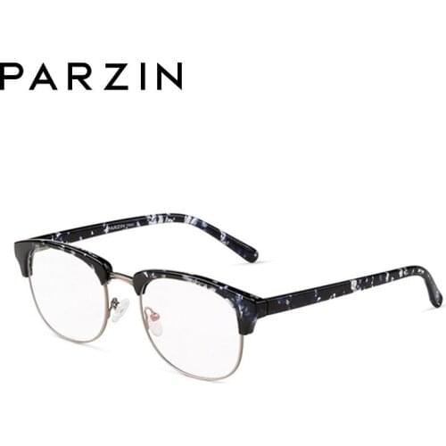 PARZIN Glasses Frame Women Vintage Tr90 Half Optical Glasses Men Male Myopia Frame Eyewear Black 5067B
