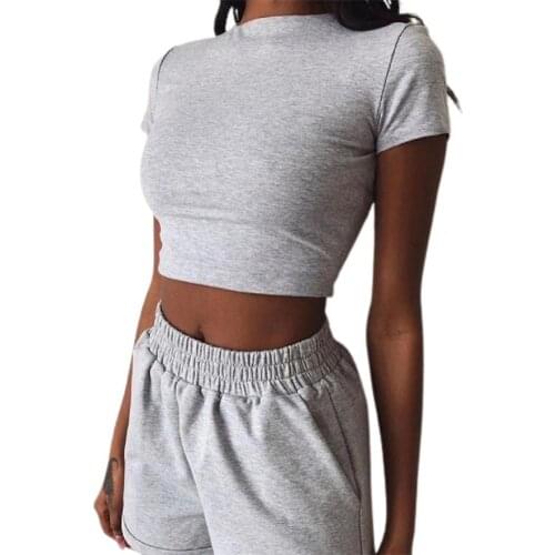 Women Outfit Suit Casual Sleeve All-match Round Neck Pockets Top Shorts Suit Set Round Neck Pockets Top Shorts Suit Set Summer