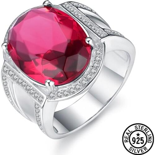 Real 925 Sterling Silver Ring Luxury Giant Created Colorful Gemstone Rhinestone Women Ring Anniversary Gifts Fine Jewelry