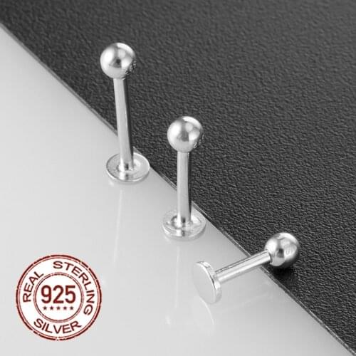 1PC 925 Sterling Silver Tragus Earrings for Women 16G Tiny Monroe Lip Rings Cartilage Stud Helix Earring Labret Piercing Jewelry