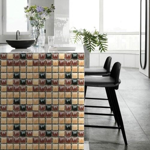 10Pcs Waterproof Mosaic Tile Wall Sticker Kitchen Bathroom Window Door DIY Decor home office Wall Stickers