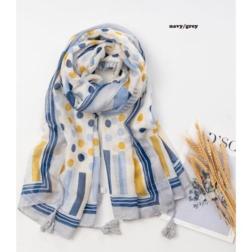 2021 Fashion Spot Pattern Geo Cotton Tassel Scarf Shawls Wraps Hijabs 5Colors 10pcs/lot