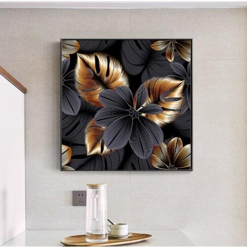 Abstract Retro Plant Leaf Flowers Canvas Painting Oil Posters Prints Wall Art Pictures for Living Room Home Stairs Decor Cuadros