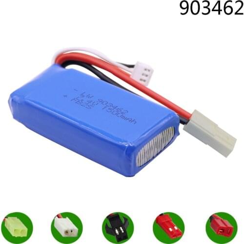 Battery For FT009 FX067C HQ955 948 K959 HJ817 816 RC speed boat spare parts 12428 car 7.4 V 1500 mah 903462 Battery EL/T/SM Plug