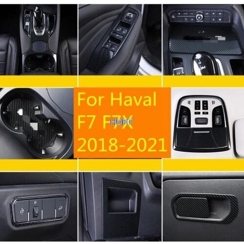 For Haval F7 F7X 2018-2021 Car Styling Interior Accessories Central Console Decoration Frame Cover Trim Carbon fibre Sticker