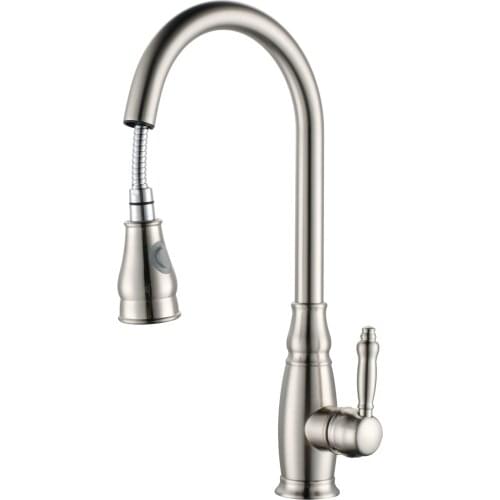 Free ship single Handle One Hole Brushed nickel color pull out Kitchen faucet mixer tap deck mounted
