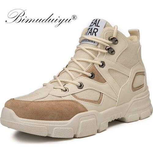 BIMUDUIYU Brand Winter Boots Super Warm Mens Ankle Boots Rubber Snow Boots Outdoor Male England Work Shoes Big Size