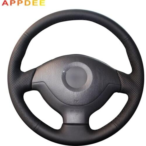 Hand-stitched Black Artificial Leather Car Steering Wheel Cover for Suzuki Jimny 2005 2006 2007 2008 2009 2010 2011 2012 2013