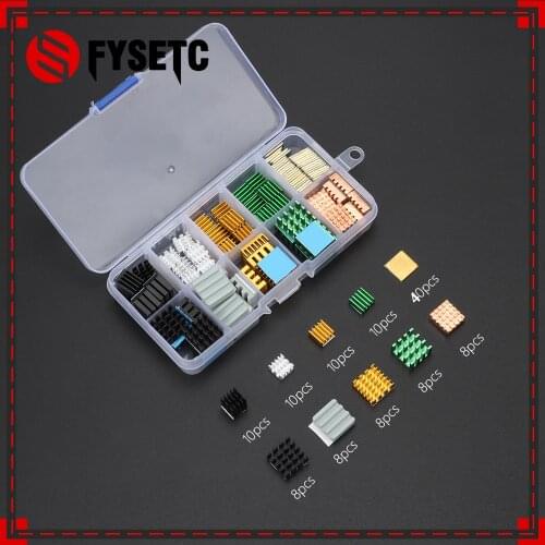 Black 80pcs/set Raspberry Pi 3B + Heat Sink Aluminum + Copper with Logo Cooling Pad disipador Heatsink for Raspberry Pi 3 B