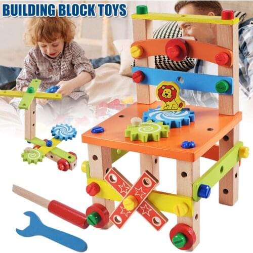 Build Your Chair Montessori Toys Luban Chair Disassembly Toy Set Puzzle Blocks For Kids M09