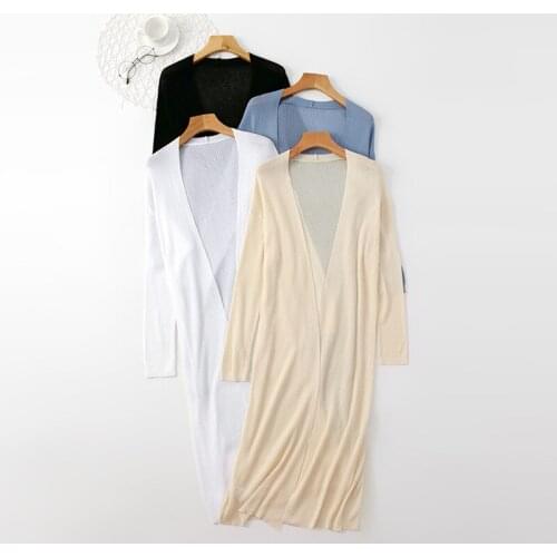 WWENN Korean Women Casual Long Linen Cotton Sweater Cardigan Soft Comfortable Strong Simple Solid Free Size Loose Thin Cardigan