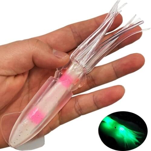 3pcs 6" Squids Soft Trolling Squid Offshore Bait Glow in Dark Luminous Bulb 0.705oz Octopus LuresFishing Tackle Saltwater