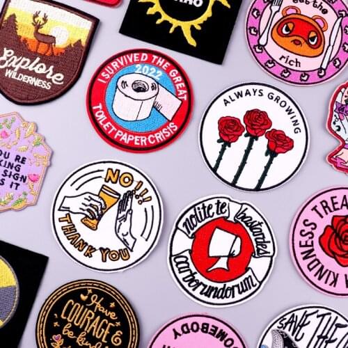 Colorful Patch Embroidery For Clothing Stripes Badge Patches For Clothes Round Shape Patch Iron On Patches On Clothes DIY Decor