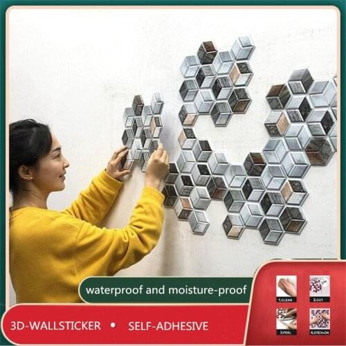 Kitchen Thick Polygon Background Wallpaper Fashion Self Adhesive Waterproof Contact Paper Bathroom Charm Nordic 3D Wall Stickers