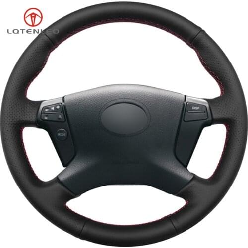 LQTENLEO Black Artificial Leather DIY Hand-stitched Car Steering Wheel Cover for Toyota Avensis 2003-2007