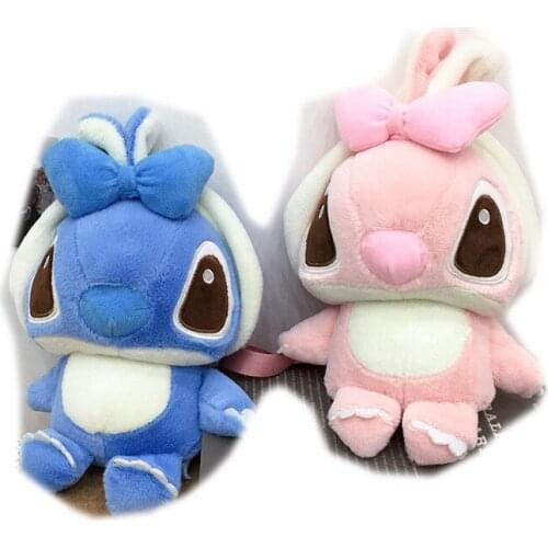 DISNEY Stitch Kawaii plush messenger mobile phone bag female anime double shoulder childrens backpack parentchild birthday gift
