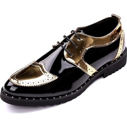 2018 Men Black Patent Leather Formal Wedding Shoes Men Office Oxford Shoes for Men Business Mens Leather Dress Shoes Size 38-48