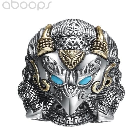 Vintage 925 Sterling Silver Eagle Statement Ring-Buddhism Garuda Bird-for Men,Adjustable Size 9-11,Free Shipping