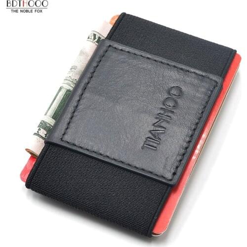 Men Minimalist Slim Wallet Elastic Mini Wallets Leather Business Card Holder Drivers License ID Carte Credit Card Holder