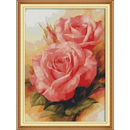 Pink Rose cross stitch kit aida 14ct 11ct count print canvas cross stitches needlework embroidery DIY handmade