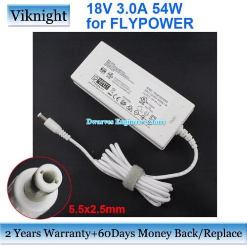 Genuine PS65B180Y3000S 18V 3.0A 54W AC Adapter Charger For FLYPOWER Power Supply 5.5 x 2.5mm White