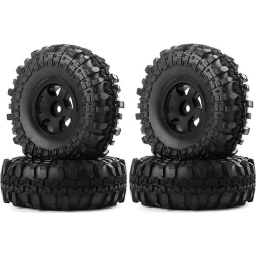 For Axial SCX24 1/24 RC Crawler Car 4PCS 1.0 Metal Beadlock Wheel Rims Tire Tyres Set Upgrade Parts Accessories