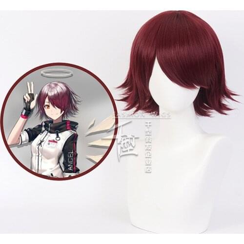 Game Arknights Girl Exusiai cosplay wig role play Exusiai red styled red hair costumes