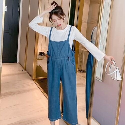 Pengpious Denim Overalls For Pregnant Women
