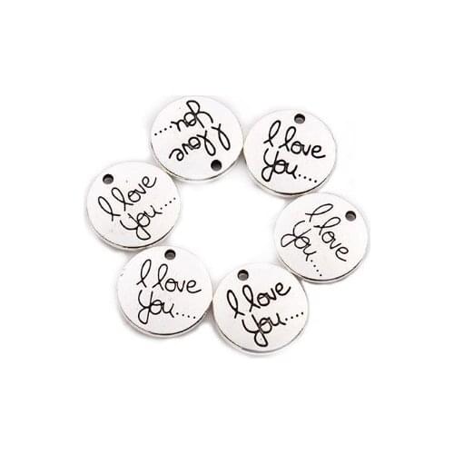 20pcs/lot love 20mm Round lettering Connector Metal Alloy Pendant For DIY bracelet Jewelry Making dgfe4s
