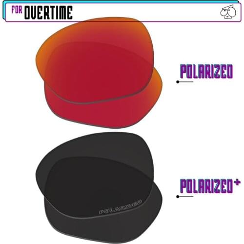 EZReplace Polarized Replacement Lenses for - Oakley Overtime Sunglasses - Black P Plus-Red P