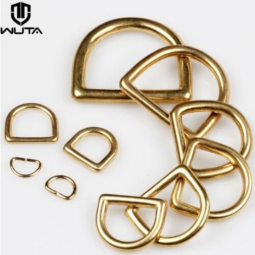 WUTA Solid Brass Cast Rigging Dee Ring Saddle Dog Collar Strap Harness Dees DIY Bag luggage hardware Leather Accessories 2/10pcs