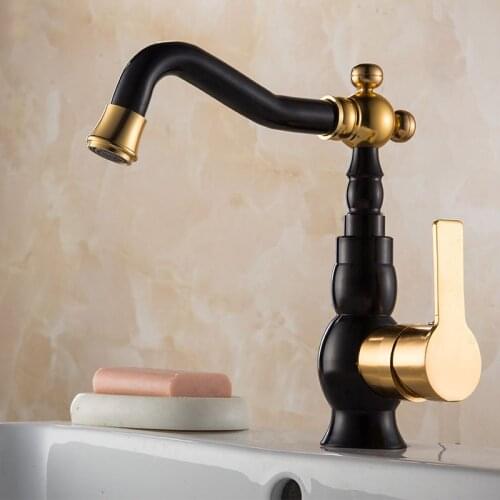 Luxury Basin Faucet Space Aluminium Bathroom Basin Sink Faucet Cold and Hot Water Mixer Tap Deck Mounted Wash Basin Mixing Tap