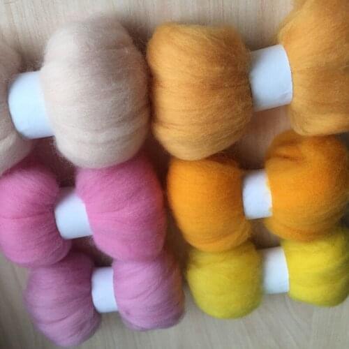 Wolvilt mixed colors fieltro naaldvilten merino wool fibre roving for needle felting kit diy crafa feutrine doll 50g/color w3