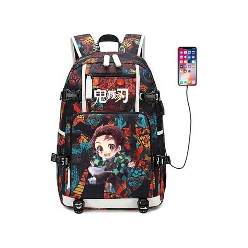 New Demon Slayer: Kimetsu no Yaiba Kanroji Mitsuri schoolbag laptop bag Men Travel bags USB Oxford Backpack