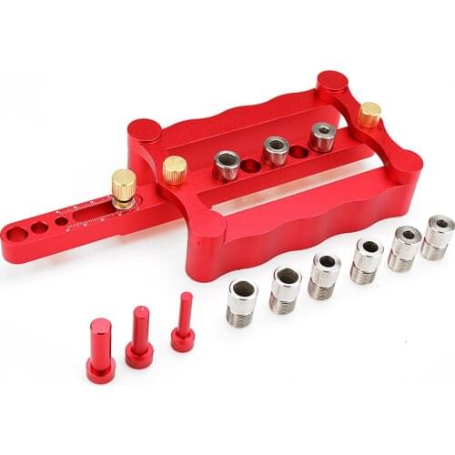 6/8/10mm Self Centering Dowelling Jig Metric Dowel Adjustable Stop Punch Locator Drilling Tools for Woodworking Durable